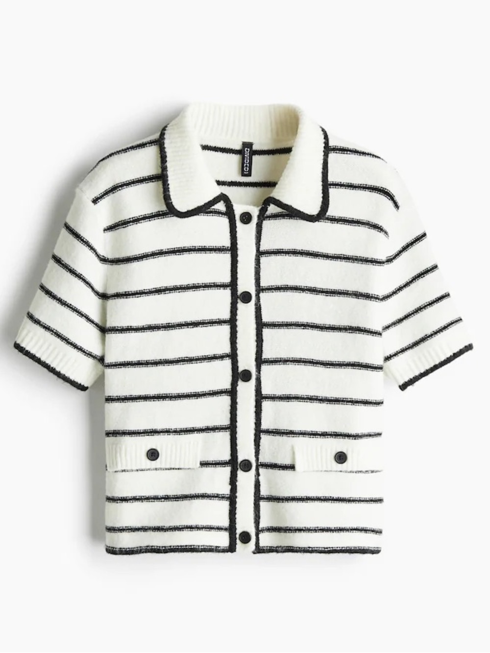 H&M Short-Sleeved Cardigan Striped Knit Cardigan Size Medium NEW